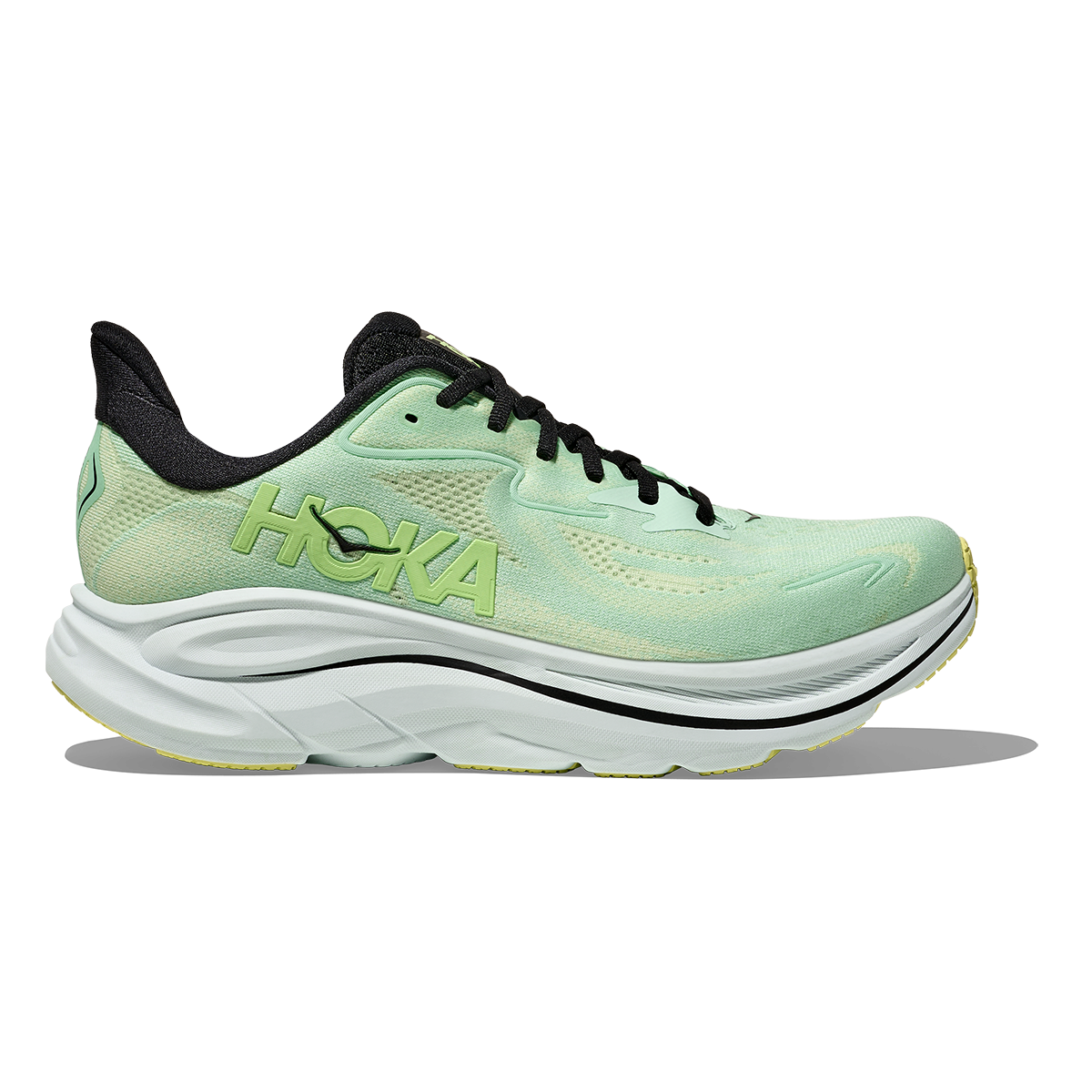 Hoka Clifton 10 — Black - White — Size D — Width 7 — Detail View
