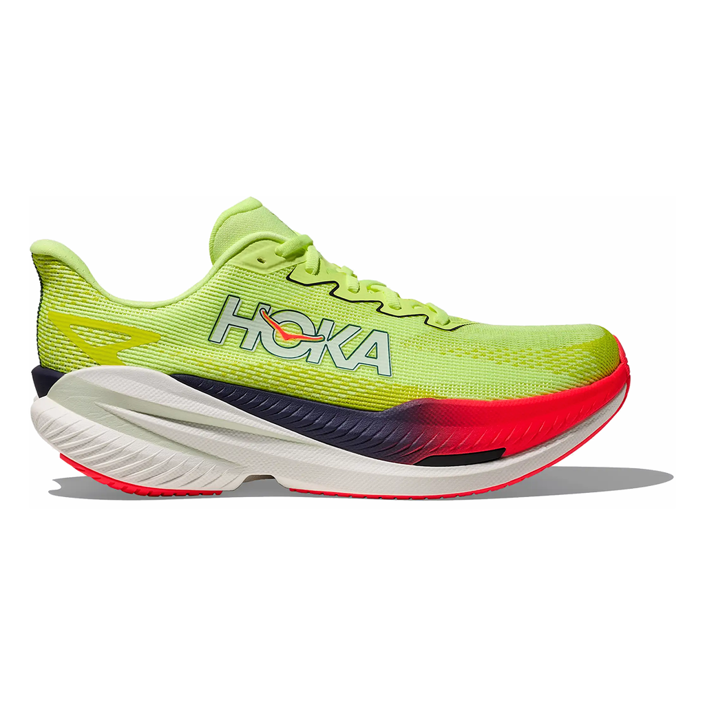 Hoka Mach X 3 — Neon Hoka Citrus - Neon Lime — Size D — Width 8 — Detail View