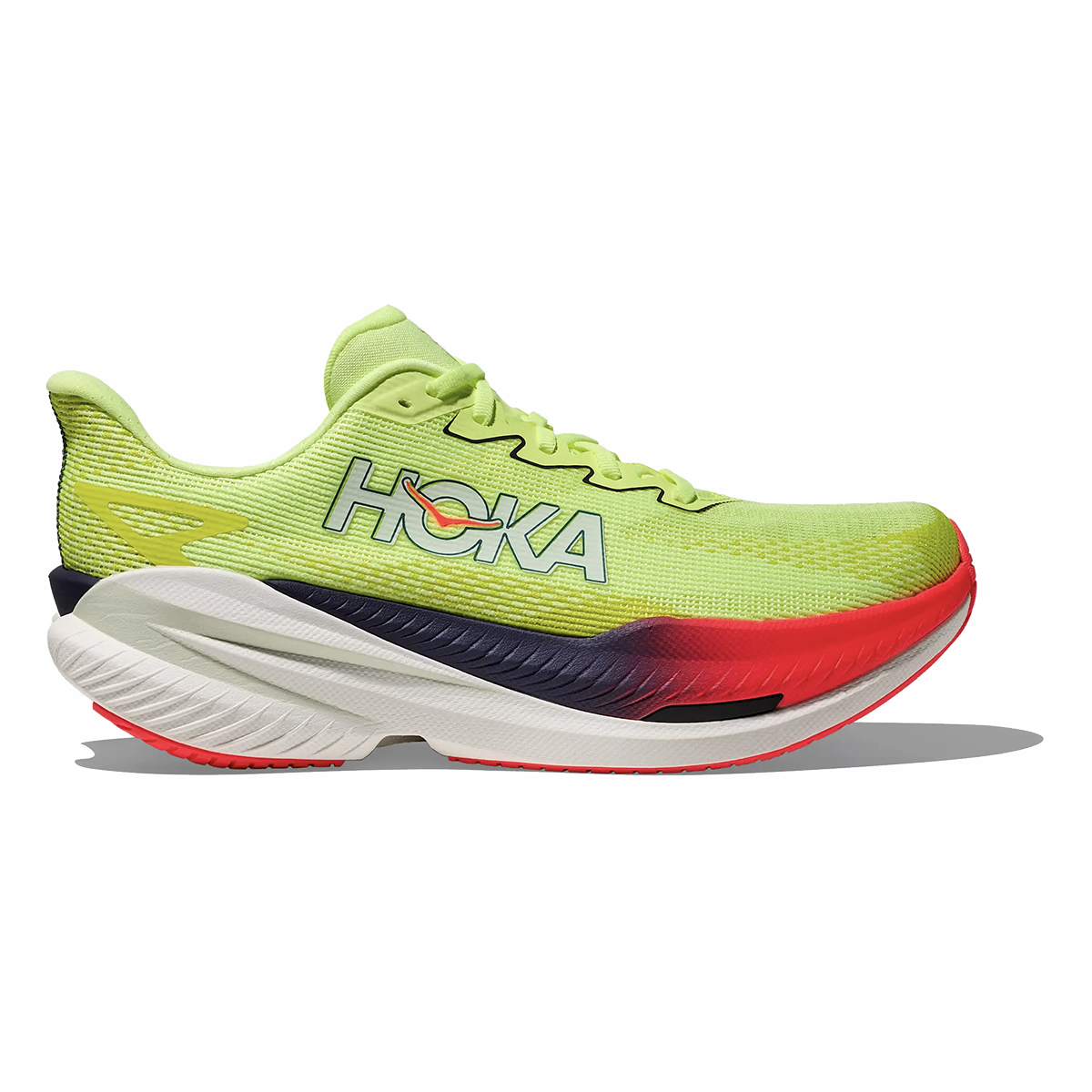 Hoka Mach X 3 — Neon Rose - Neon Tangerine — Size B — Width 6.5 — Detail View