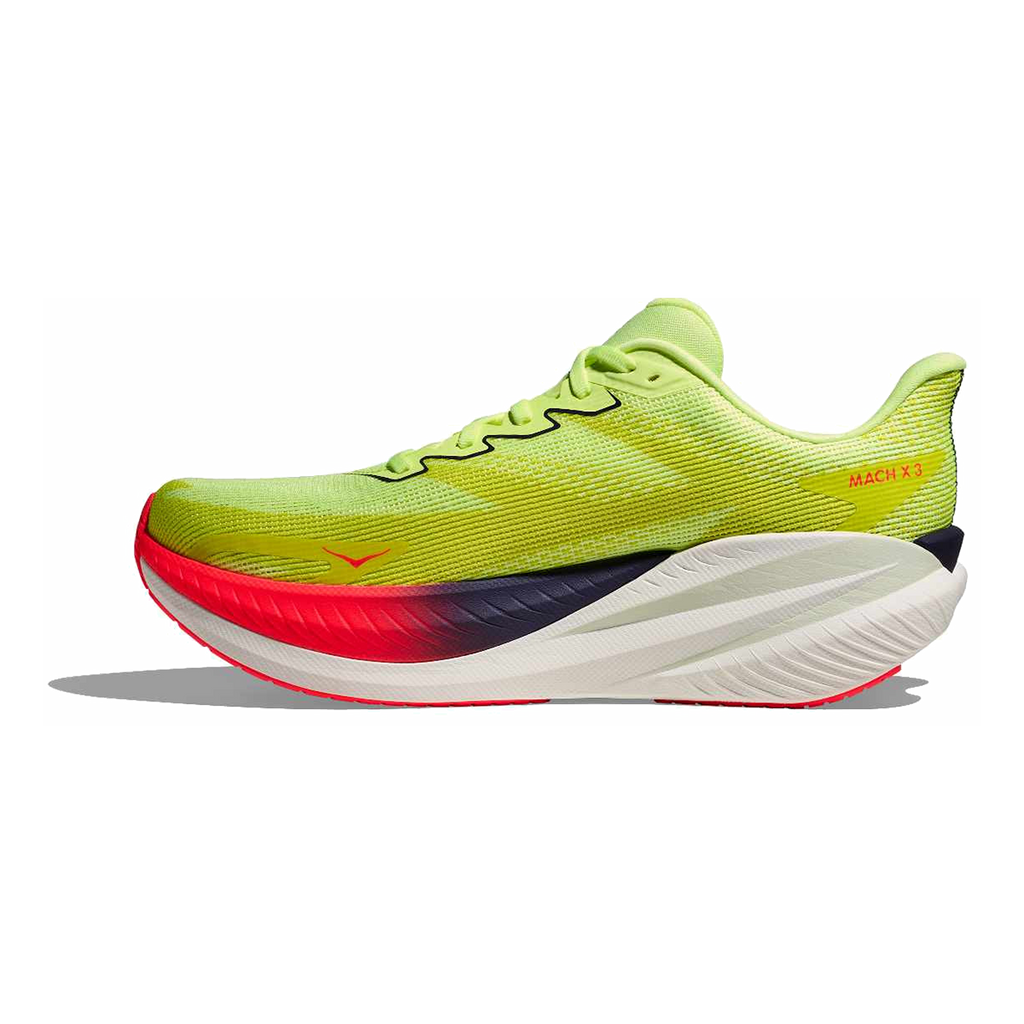 Hoka Mach X 3 — Neon Hoka Citrus - Neon Lime — Size D — Width 8 — Lifestyle View