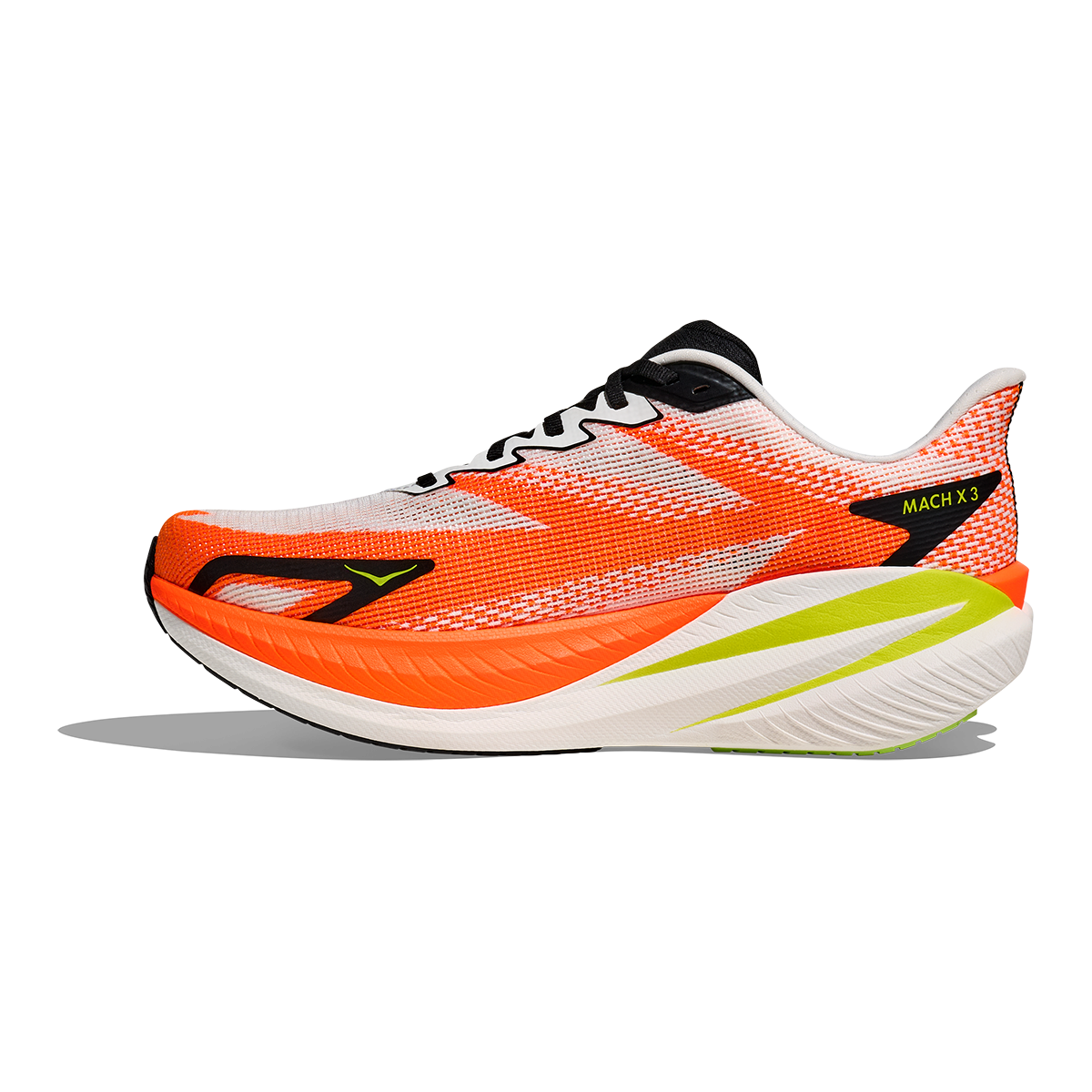 Hoka Mach X 3 — Neon Hoka Citrus - Neon Lime — Size D — Width 8 — Side View