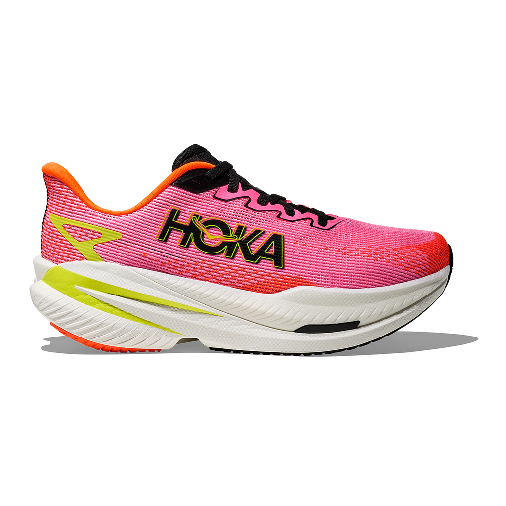 Hoka Mach X 3 — Neon Rose - Neon Tangerine — Size B — Width 6.5 — Front View