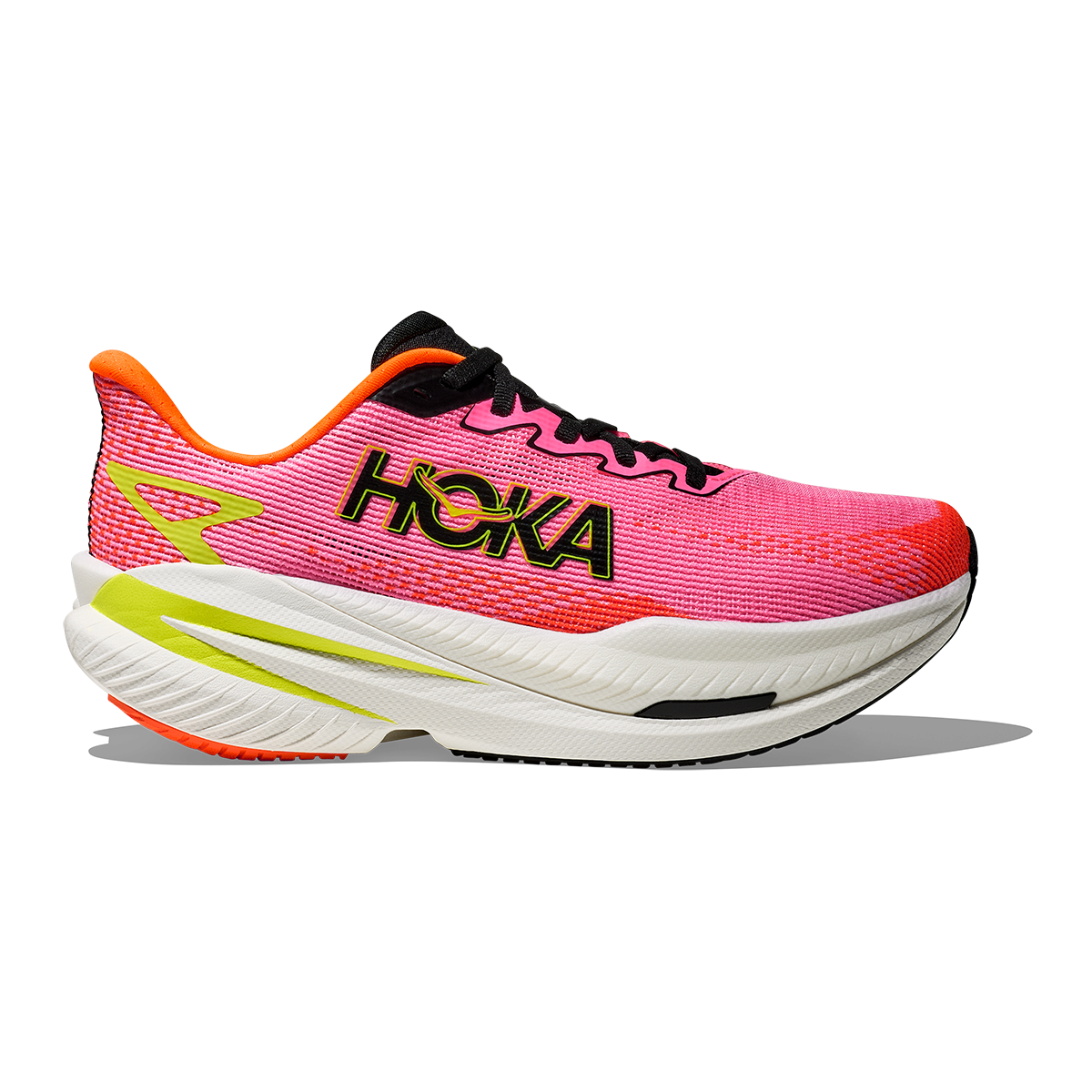 Hoka Mach X 3 — Neon Rose - Neon Tangerine — Size B — Width 6.5 — Front View