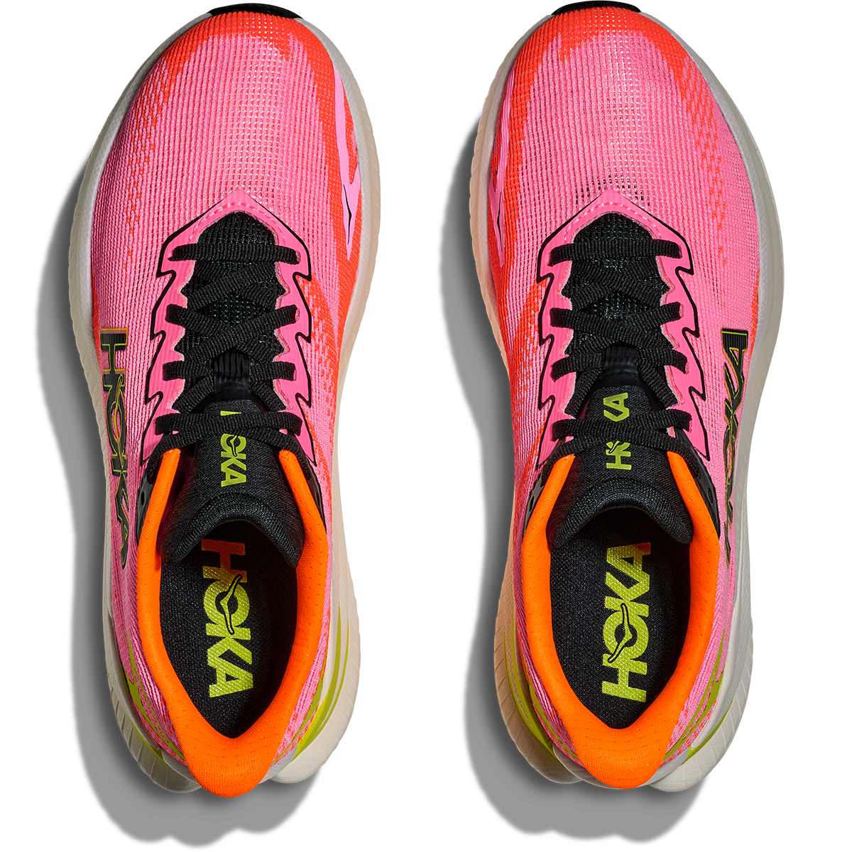 Hoka Mach X 3 — Neon Rose - Neon Tangerine — Size B — Width 6.5 — Back View