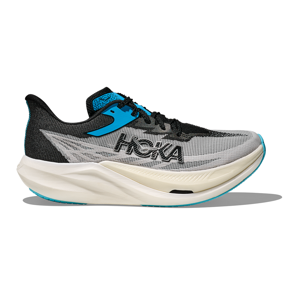 Hoka Rocket X 3 — White - Black — Size D — Width 5.5 M / 6.5 W — Front View
