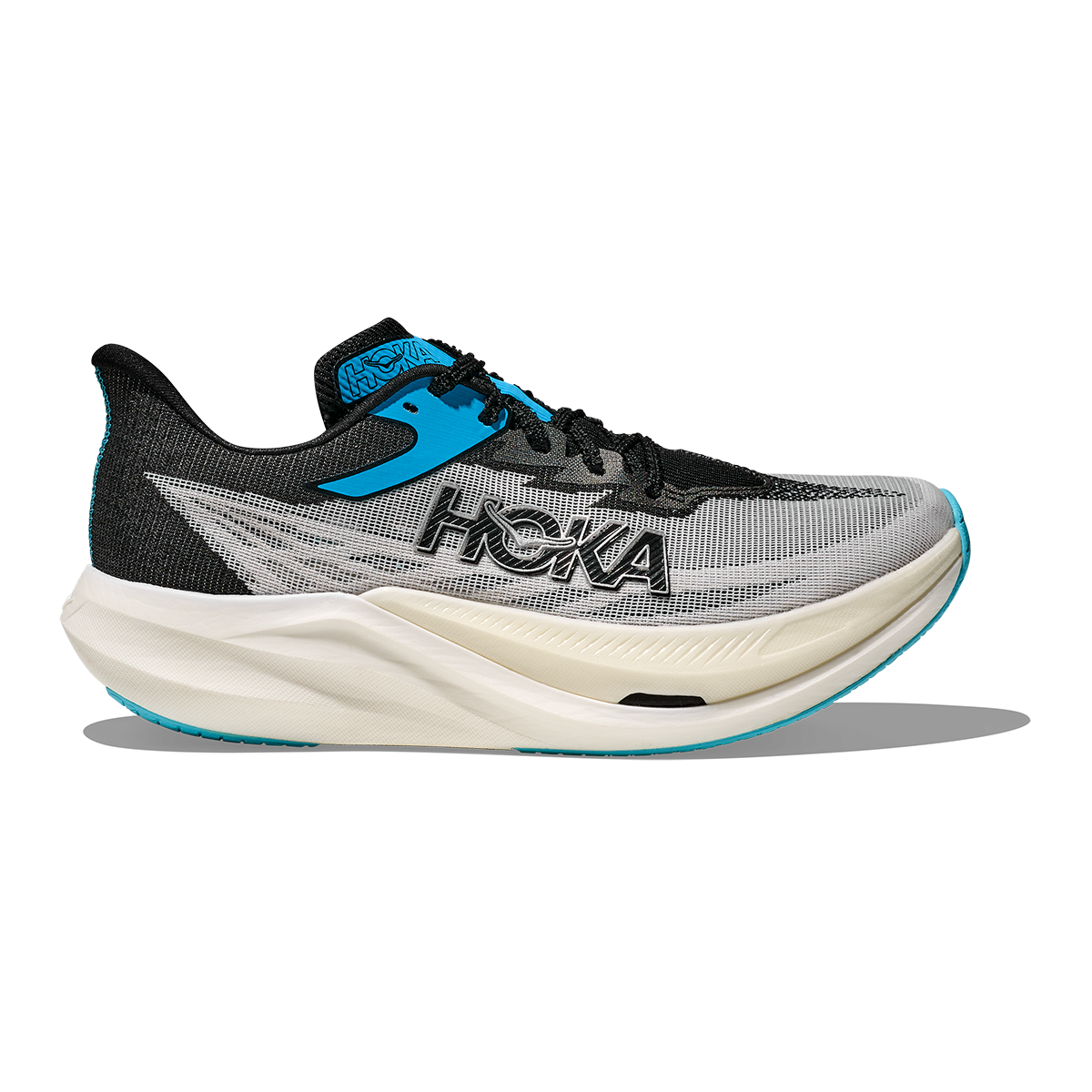 Hoka Rocket X 3 — White - Black — Size D — Width 5.5 M / 6.5 W — Front View