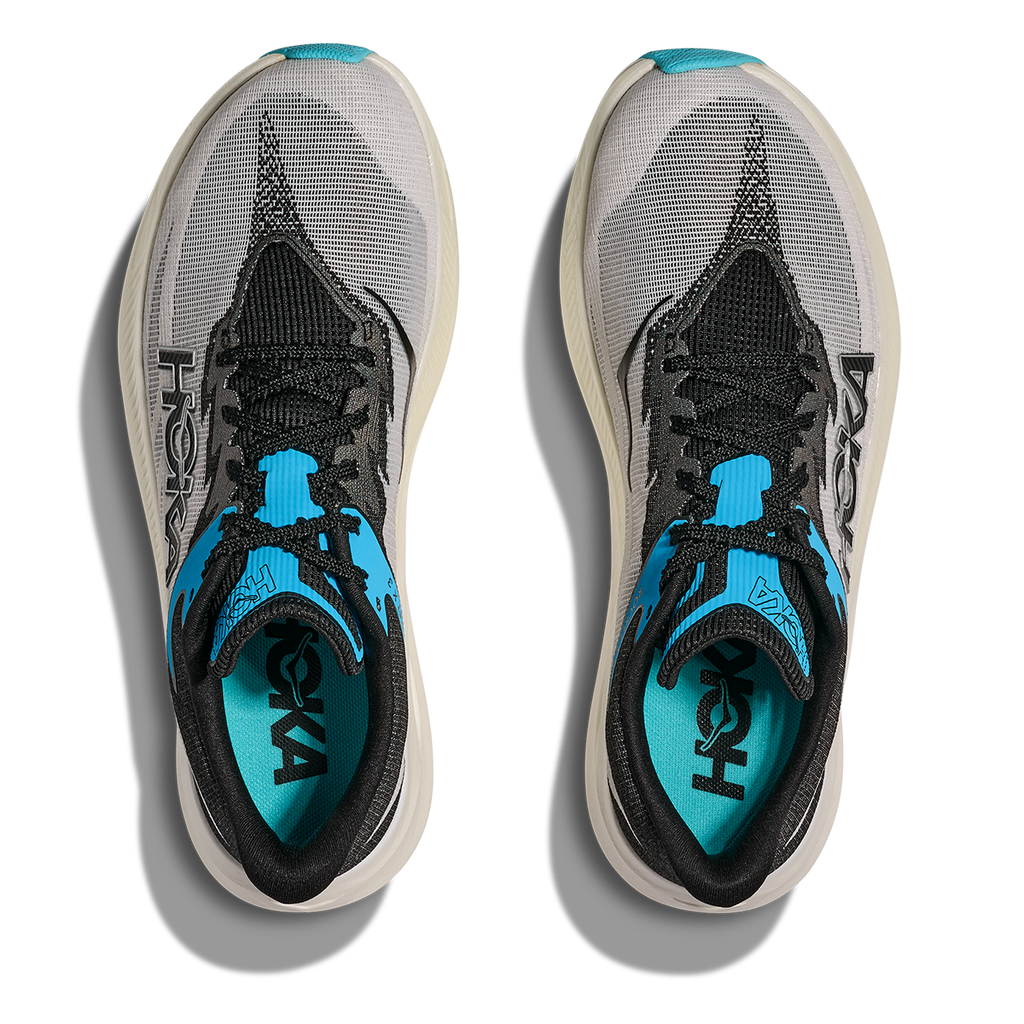 Hoka Rocket X 3 — White - Black — Size D — Width 5.5 M / 6.5 W — Back View