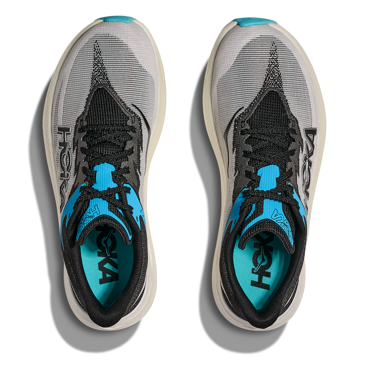 Hoka Rocket X 3 — White - Black — Size D — Width 5.5 M / 6.5 W — Back View