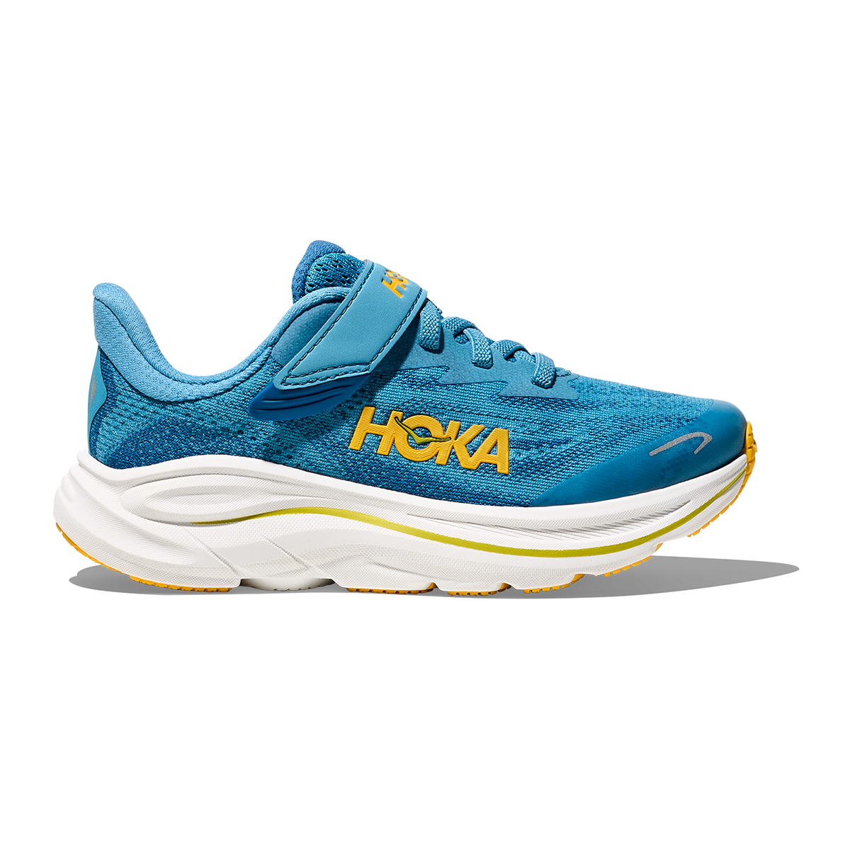 Hoka Clifton 10 Little Kids — Alpine Blue - Foggy Night — Size K — Width 10.5 — Detail View