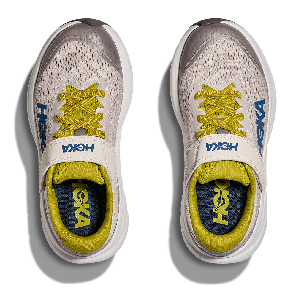 Hoka Rincon 4 Little Kids — Birch - Cement — Size K — Width 10.5 — Back View
