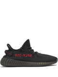 adidas Yeezy Boost 350 V2 Bred Sneakers — Black/Red — Size US M 9 - US W 10.5 — Front View