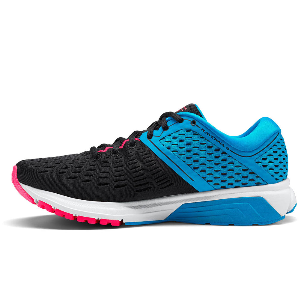 Brooks Ravenna 9 — Black - Blue - Pink — Size B — Width 6 — Side View