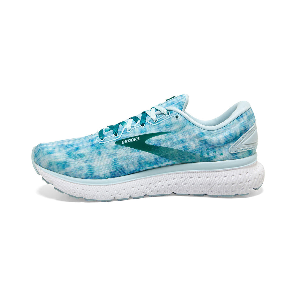 Brooks Glycerin 18 Shibori — Light Blue - Teal Green - White — Size B — Width 10.5 — Side View