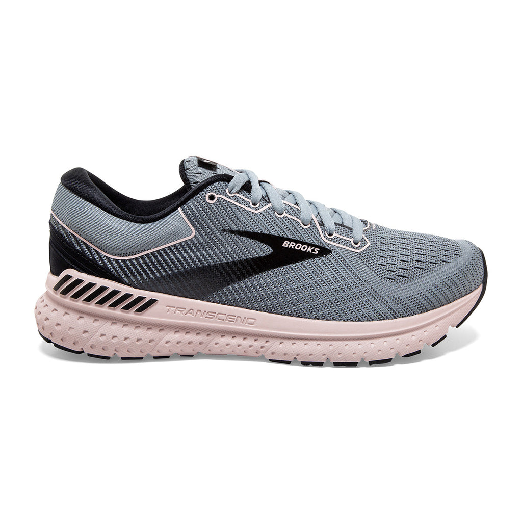 Brooks Transcend 7 — Black - Ebony - Blue Bird — Size B — Width 9.5 — Front View