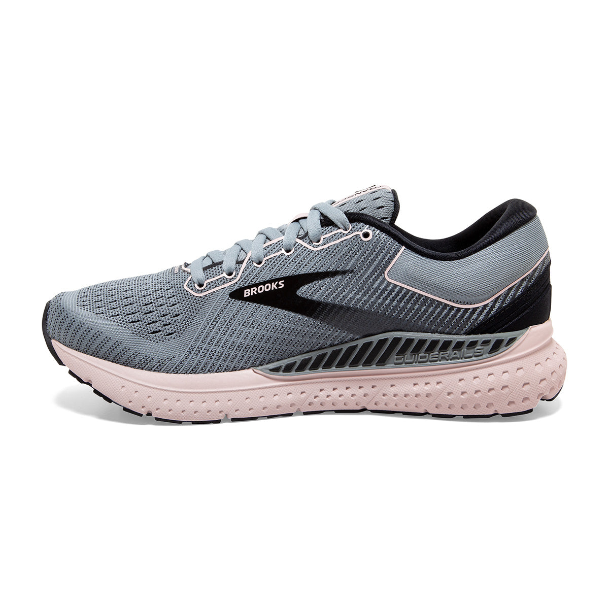 Brooks Transcend 7 — Black - Ebony - Blue Bird — Size B — Width 9.5 — Side View