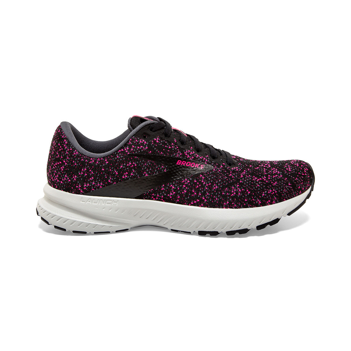 Brooks Launch 7 — Black - Pearl - Hushed Violet — Size B — Width 10.5 — Front View