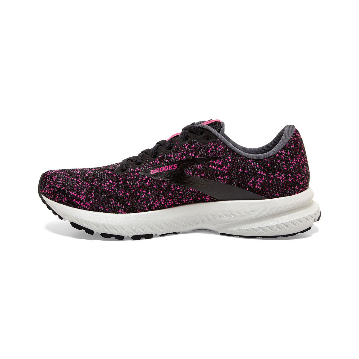 Brooks Launch 7 — Black - Pearl - Hushed Violet — Size B — Width 10.5 — Side View