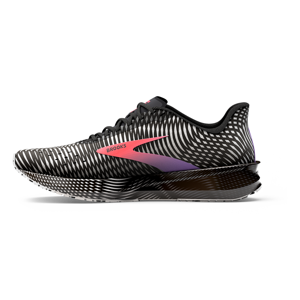 Brooks Hyperion Tempo — Black - Coral - Purple — Size B — Width 6 — Lifestyle View