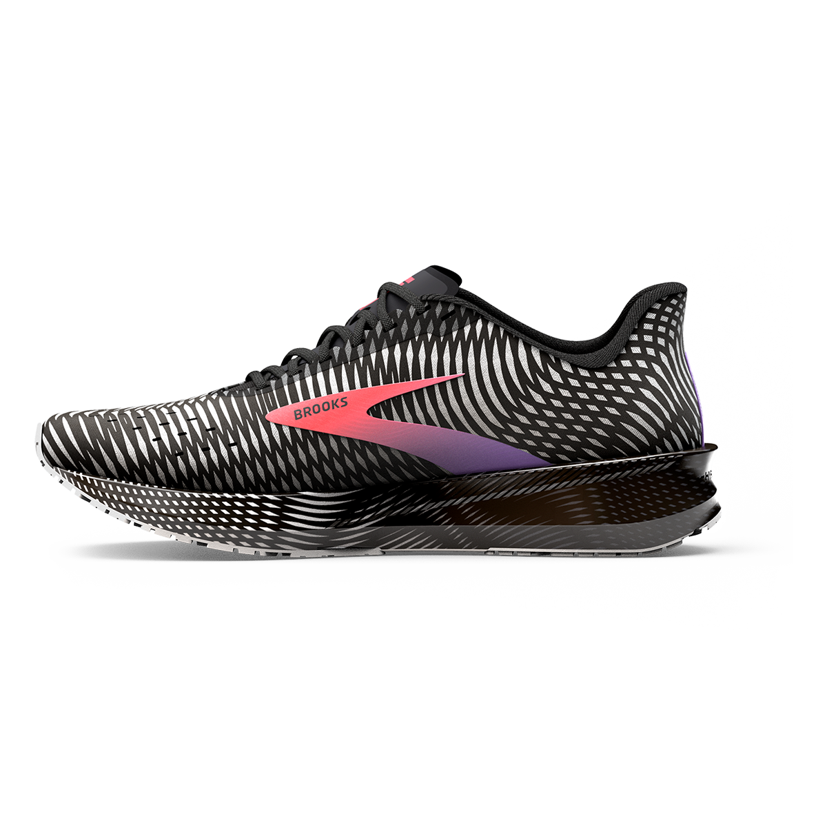 Brooks Hyperion Tempo — Black - Coral - Purple — Size B — Width 6 — Lifestyle View
