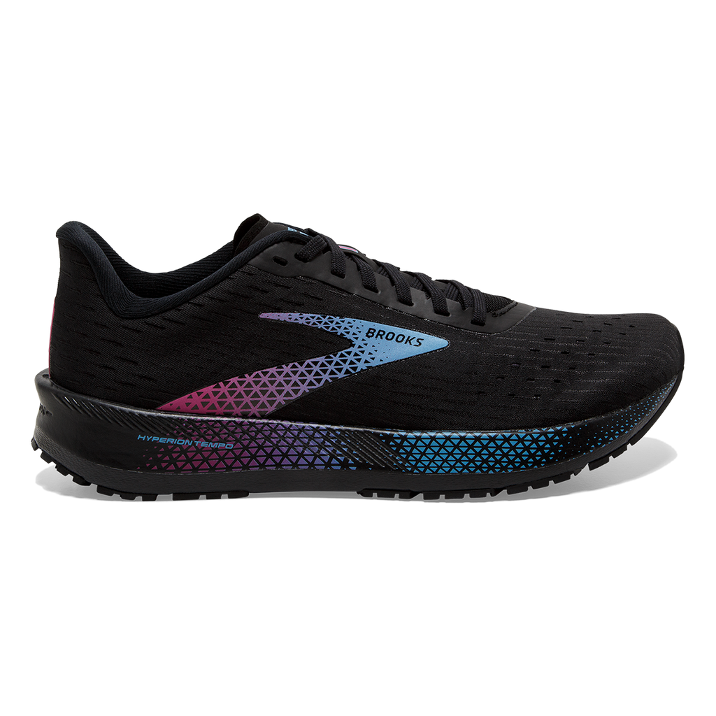 Brooks Hyperion Tempo — Black - Coral - Purple — Size B — Width 6 — Front View