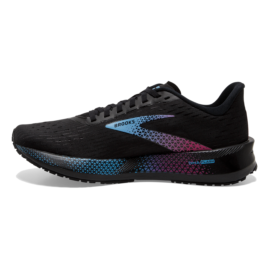 Brooks Hyperion Tempo — Black - Coral - Purple — Size B — Width 6 — Side View