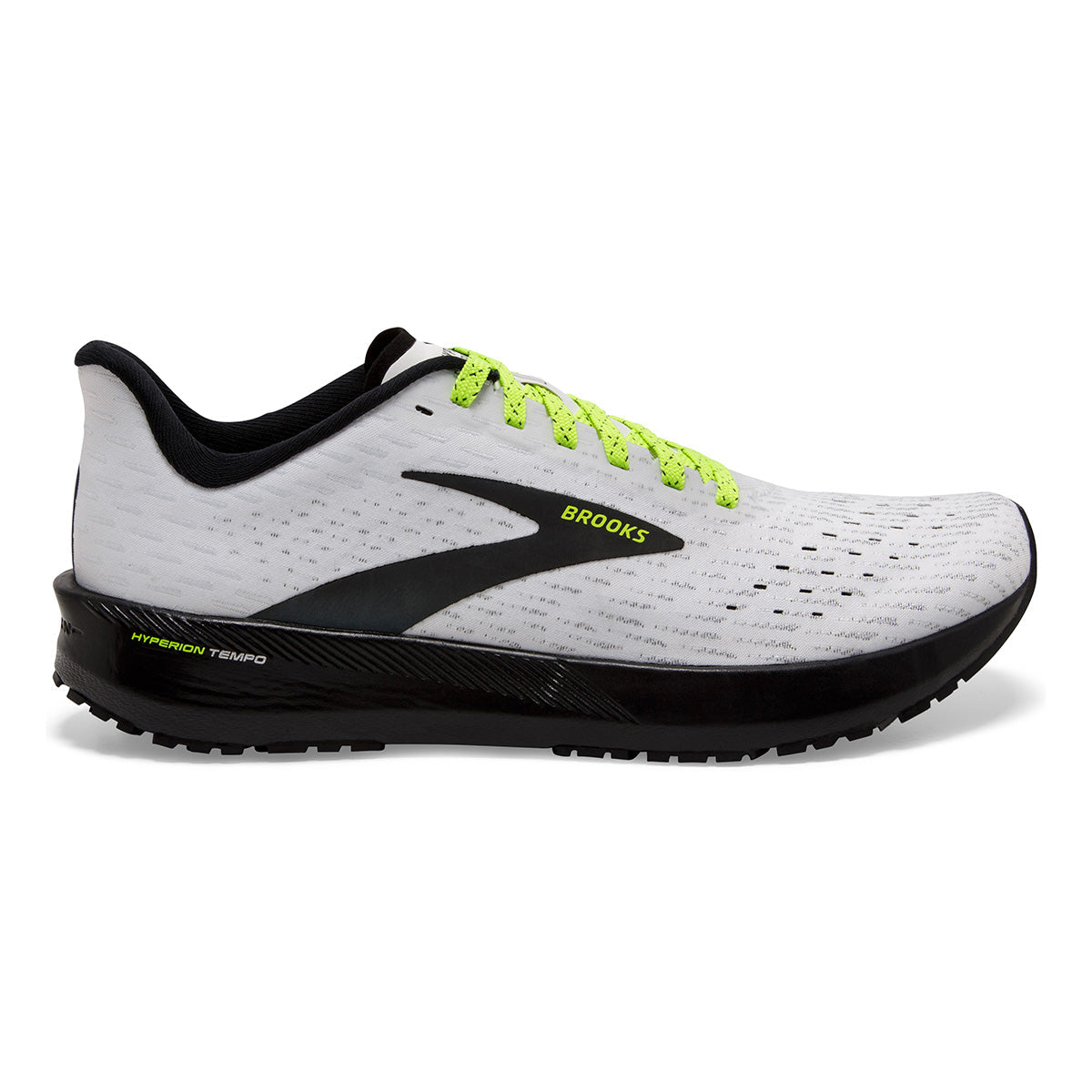 Brooks Hyperion Tempo Run Visible — White - Nightlife - Black — Size B — Width 10 — Front View