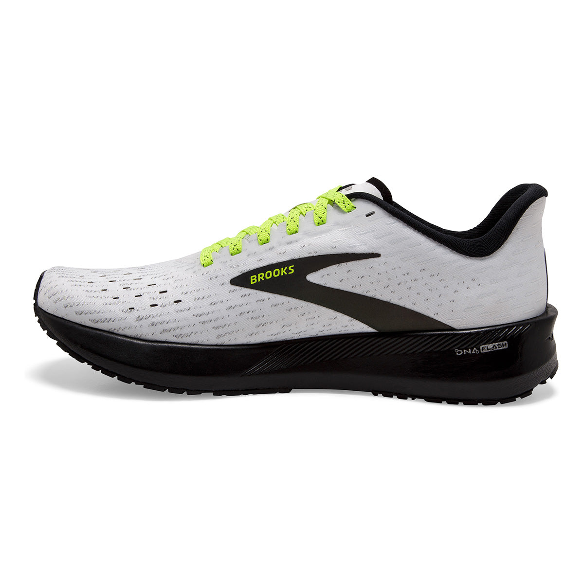Brooks Hyperion Tempo Run Visible — White - Nightlife - Black — Size B — Width 10 — Side View