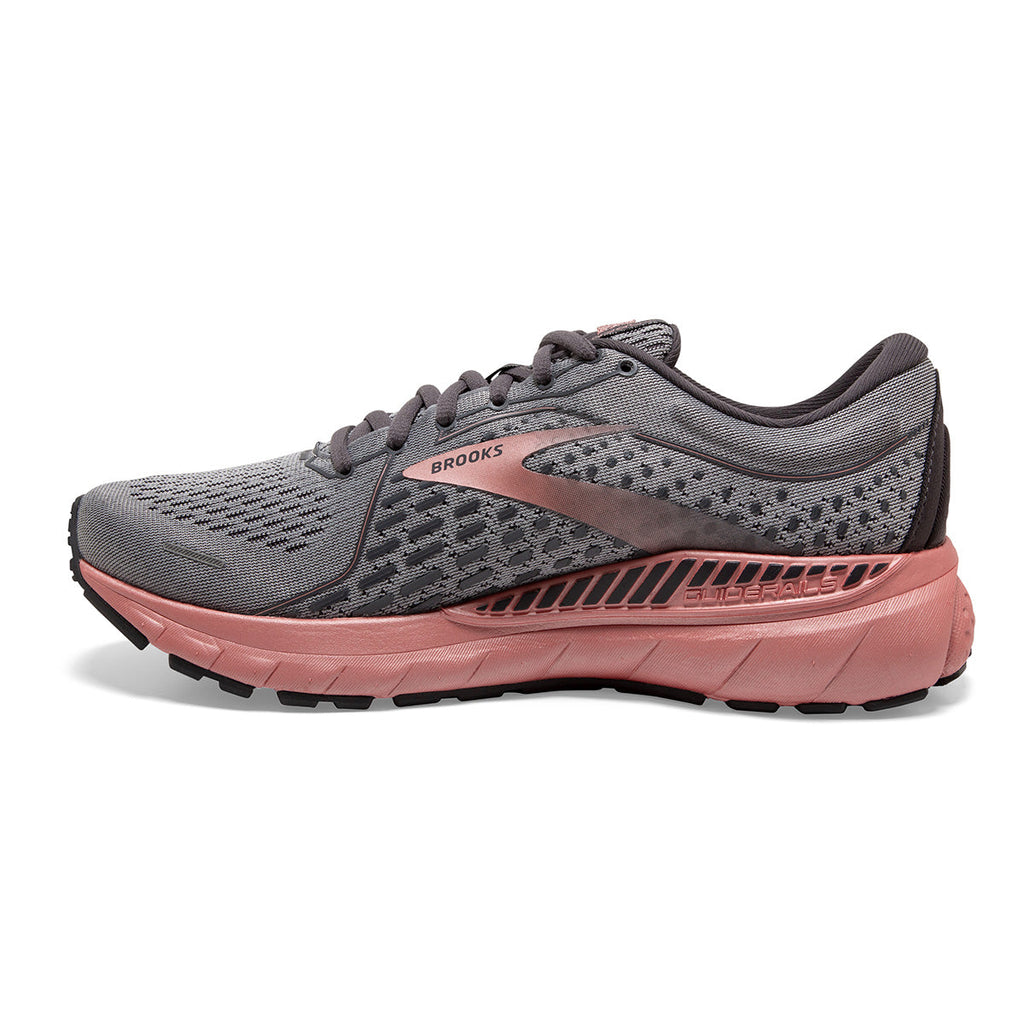 Brooks Adrenaline GTS 21 Metallic — Grey - Black - Rose Gold — Size B — Width 10.5 — Side View