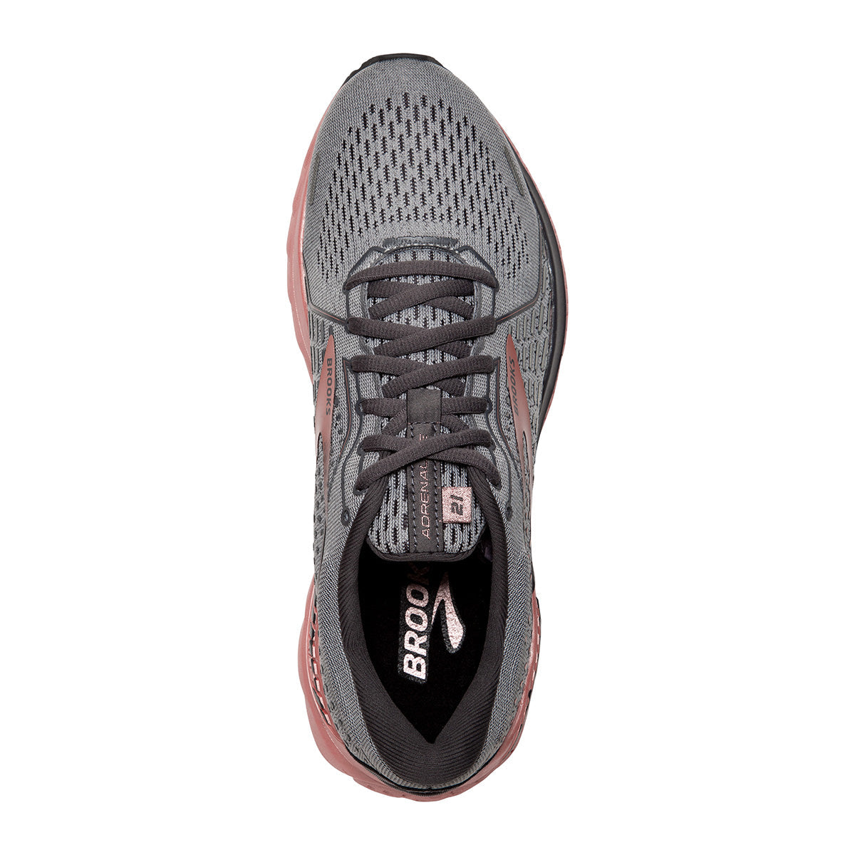 Brooks Adrenaline GTS 21 Metallic — Grey - Black - Rose Gold — Size B — Width 10.5 — Back View