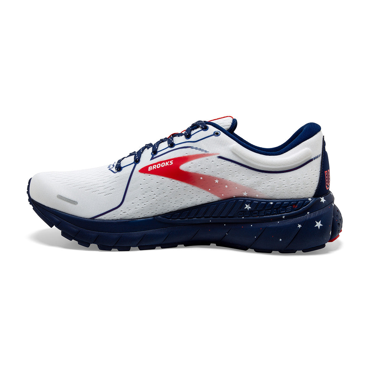 Brooks Adrenaline GTS 21 Run USA — White - Blue - Red — Size B — Width 10.5 — Side View