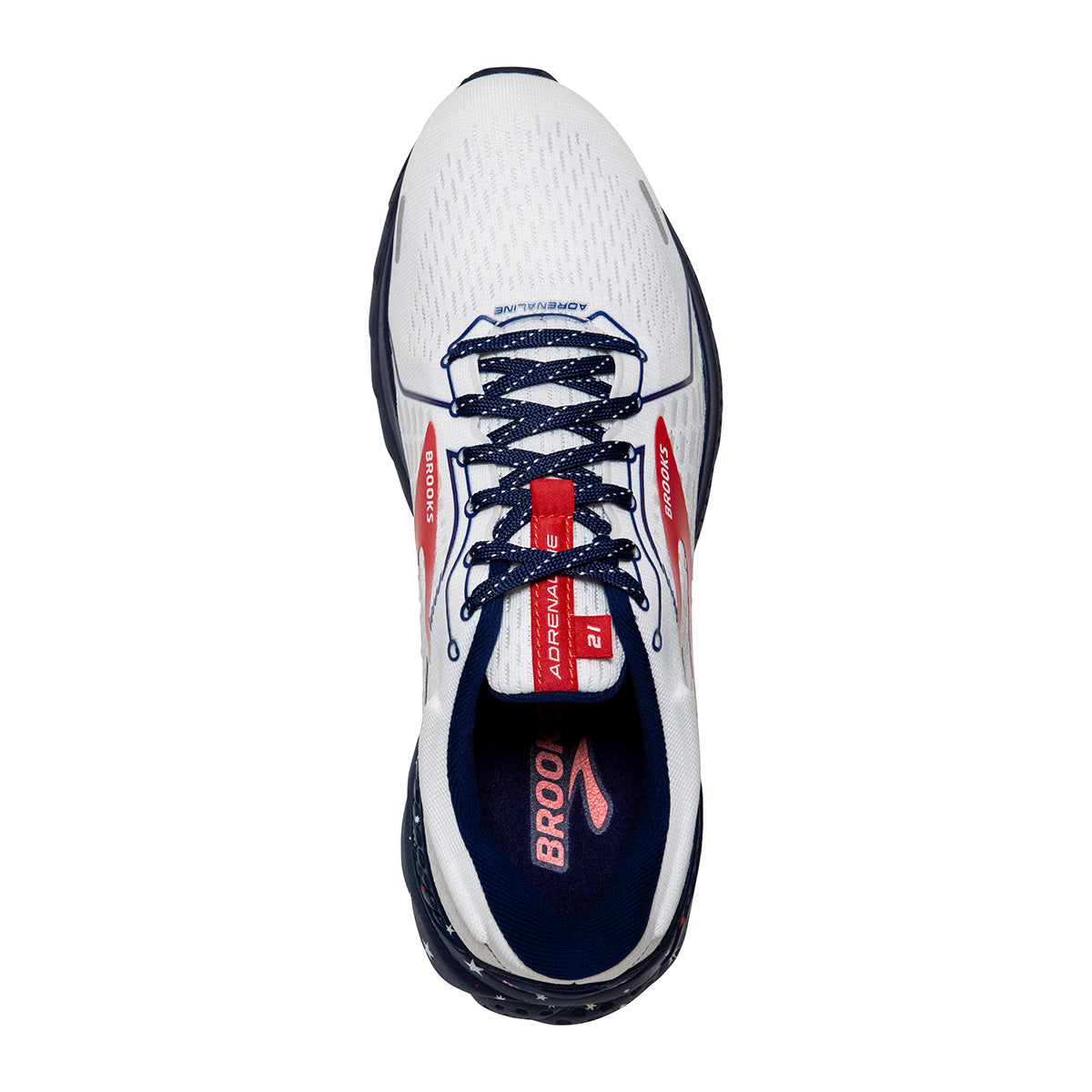 Brooks Adrenaline GTS 21 Run USA — White - Blue - Red — Size B — Width 10.5 — Back View