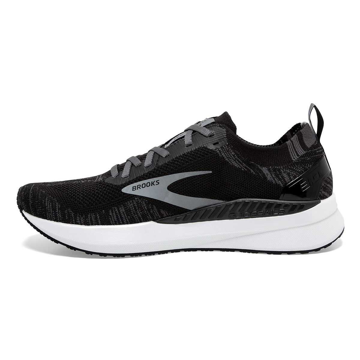 Brooks Bedlam 3 — Black - Blackened Pearl - White — Size B — Width 10.5 — Side View