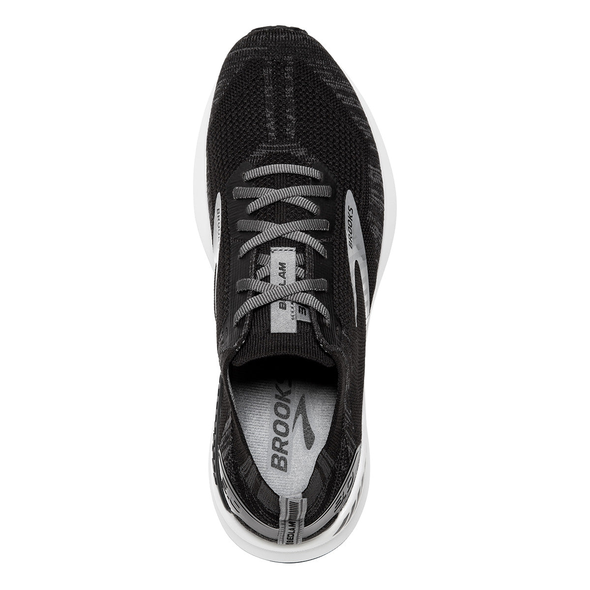 Brooks Bedlam 3 — Black - Blackened Pearl - White — Size B — Width 10.5 — Back View