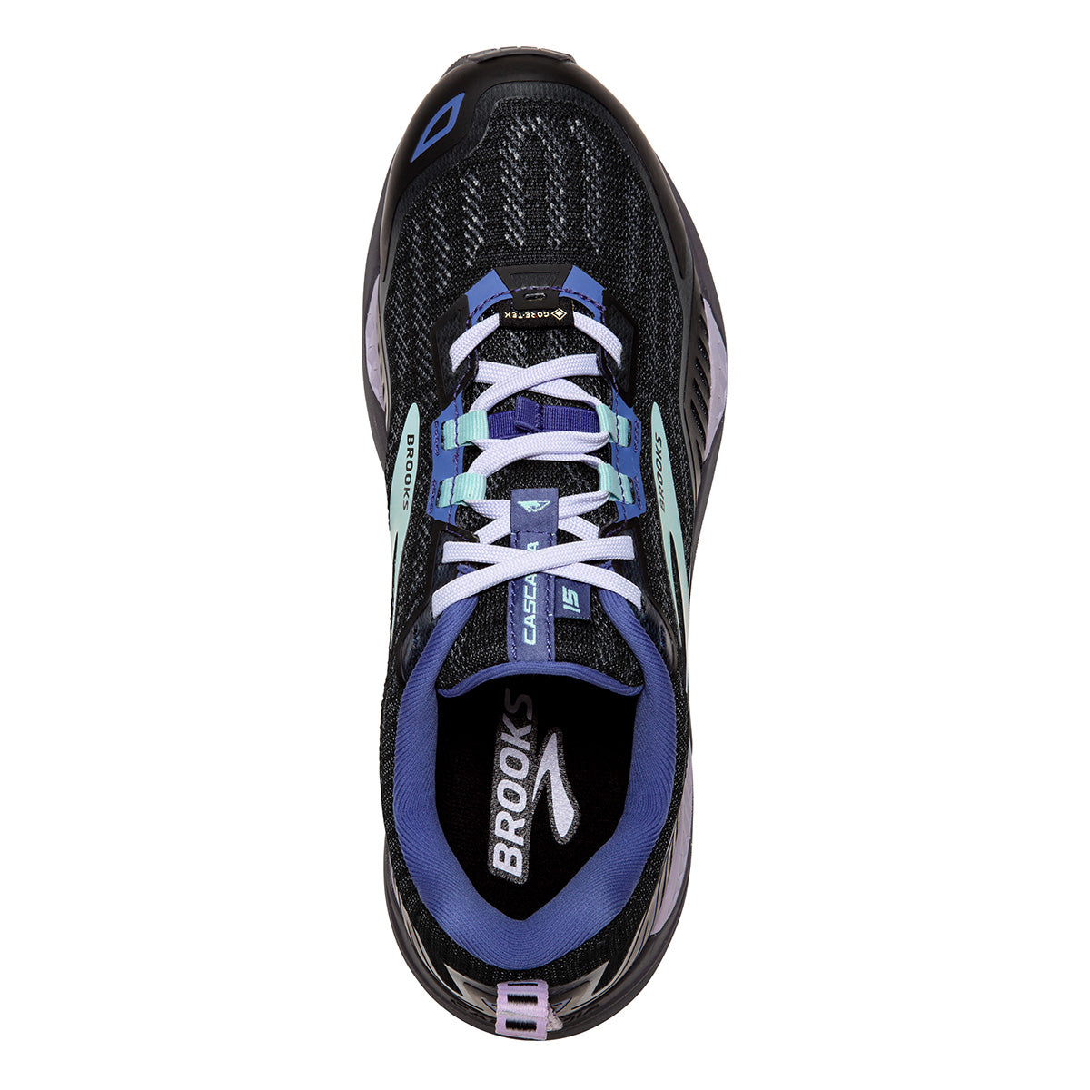 Brooks Cascadia GTX 15 — Black - Marlin - Blue — Size B — Width 10 — Lifestyle View