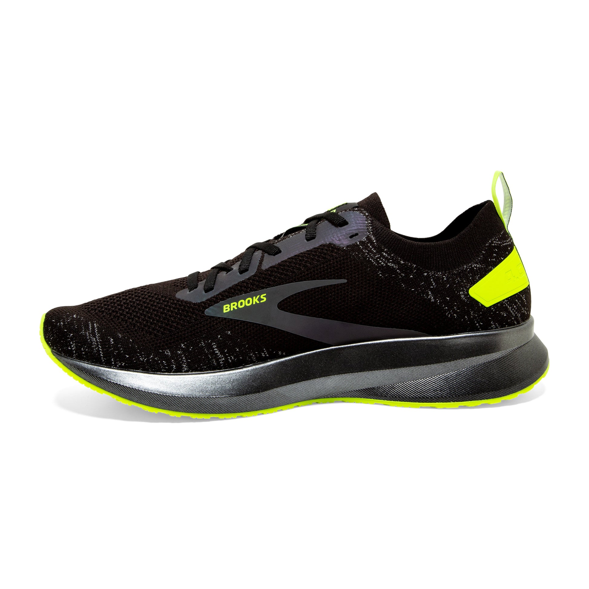 Brooks Levitate 4 Run Visible — Black - Nightlife — Size B — Width 10.5 — Side View