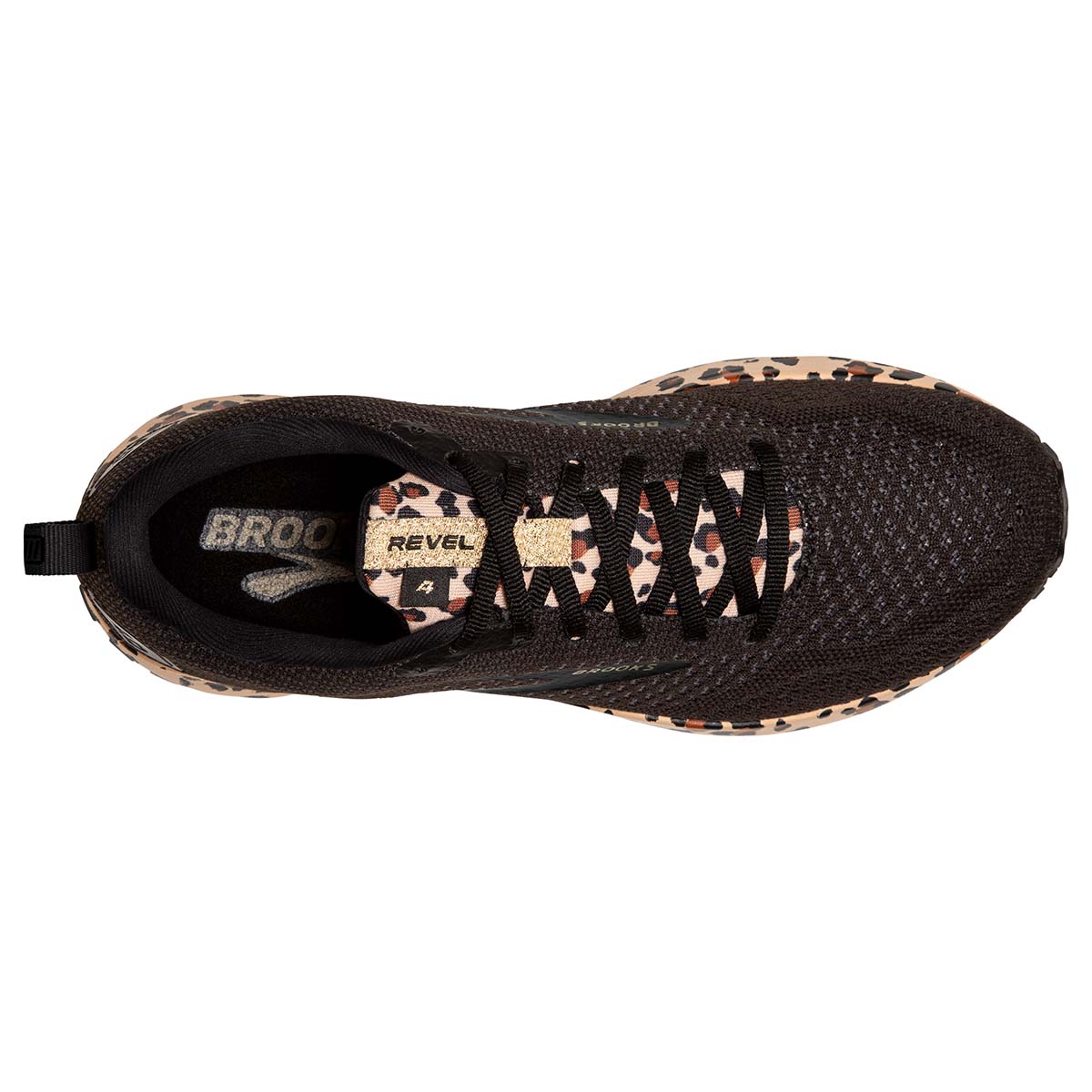 Brooks Revel 4 Run Wild — Black - Latte - Metallic — Size B — Width 10 — Back View