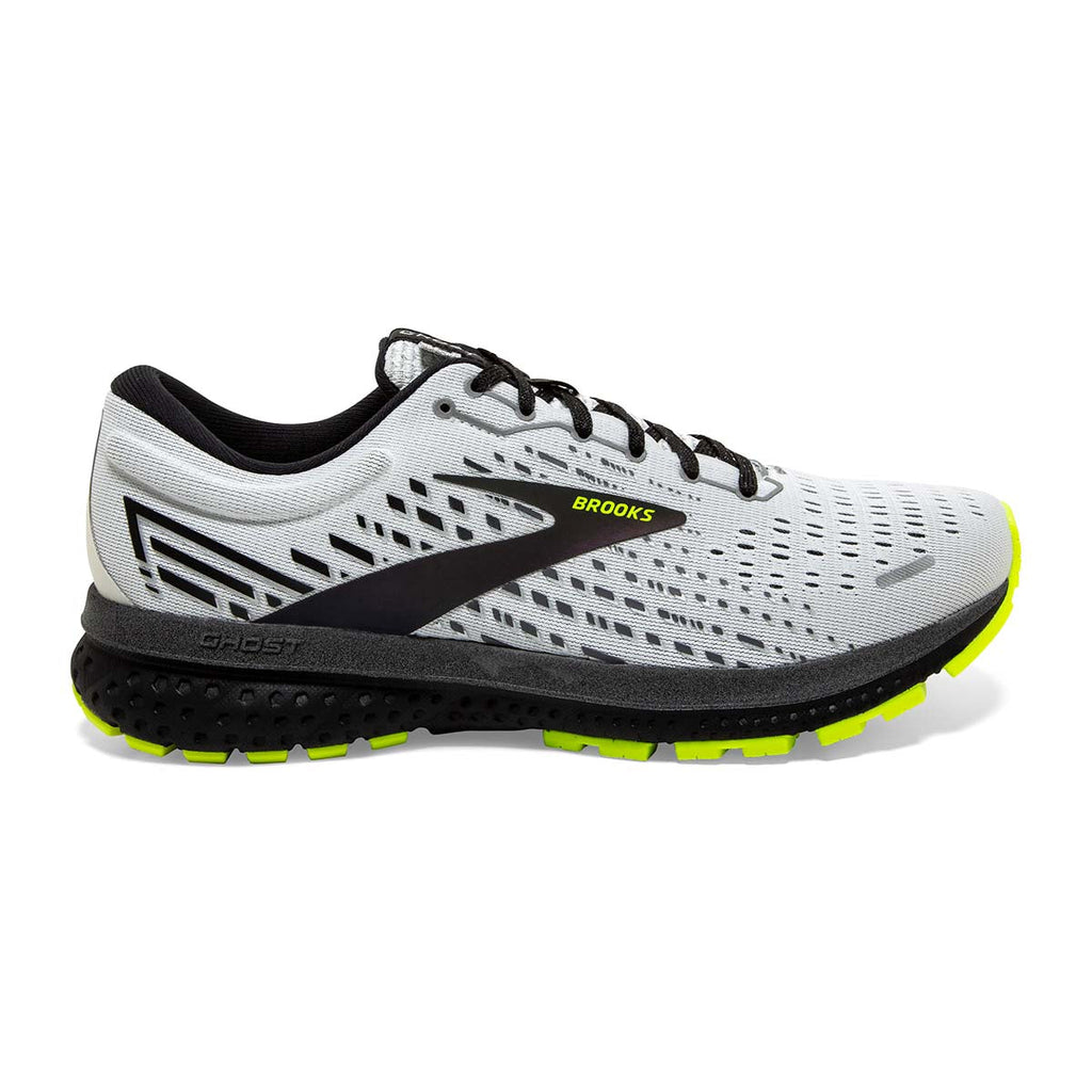 Brooks Ghost 13 Run Visible — White - Black - Nightlife — Size B — Width 10.5 — Front View