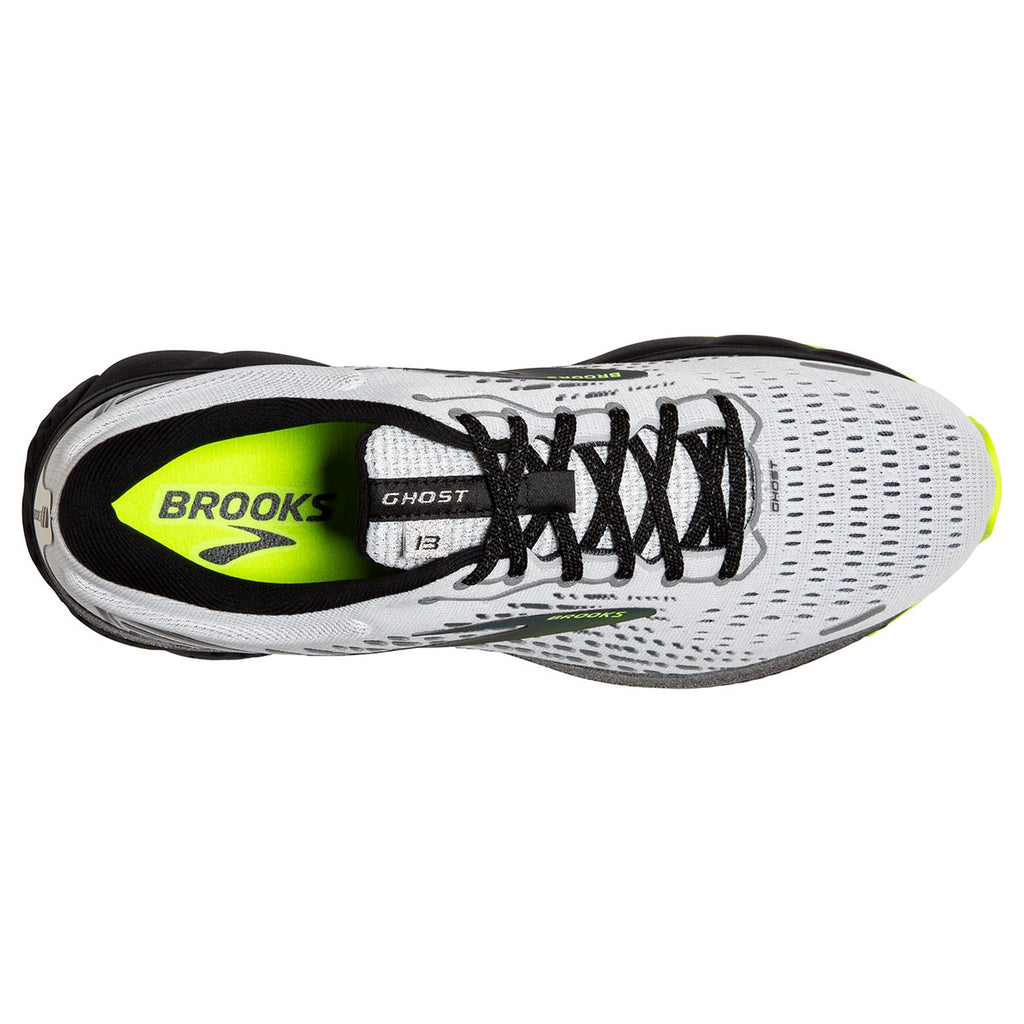Brooks Ghost 13 Run Visible — White - Black - Nightlife — Size B — Width 10.5 — Back View