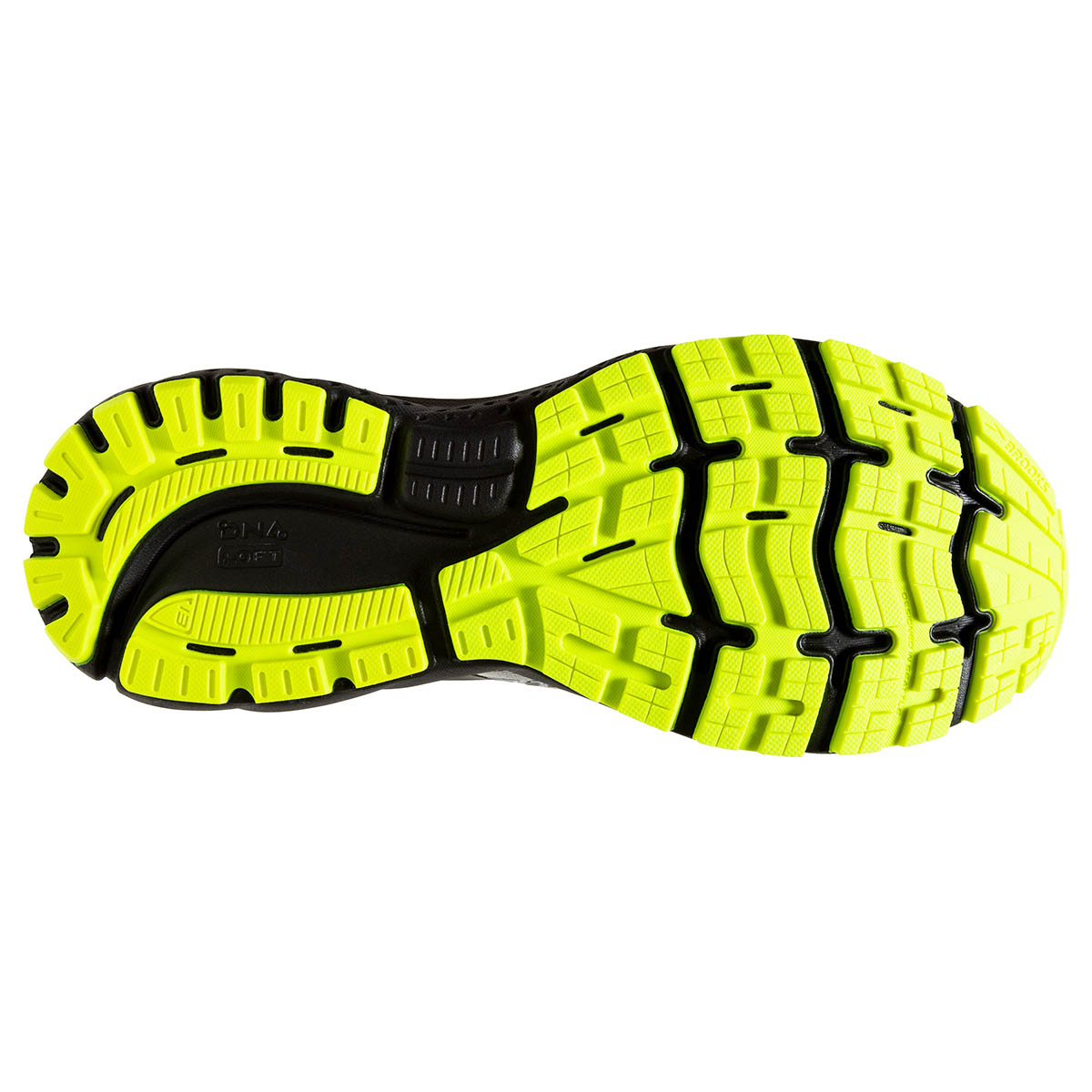 Brooks Ghost 13 Run Visible — White - Black - Nightlife — Size B — Width 10.5 — Top View