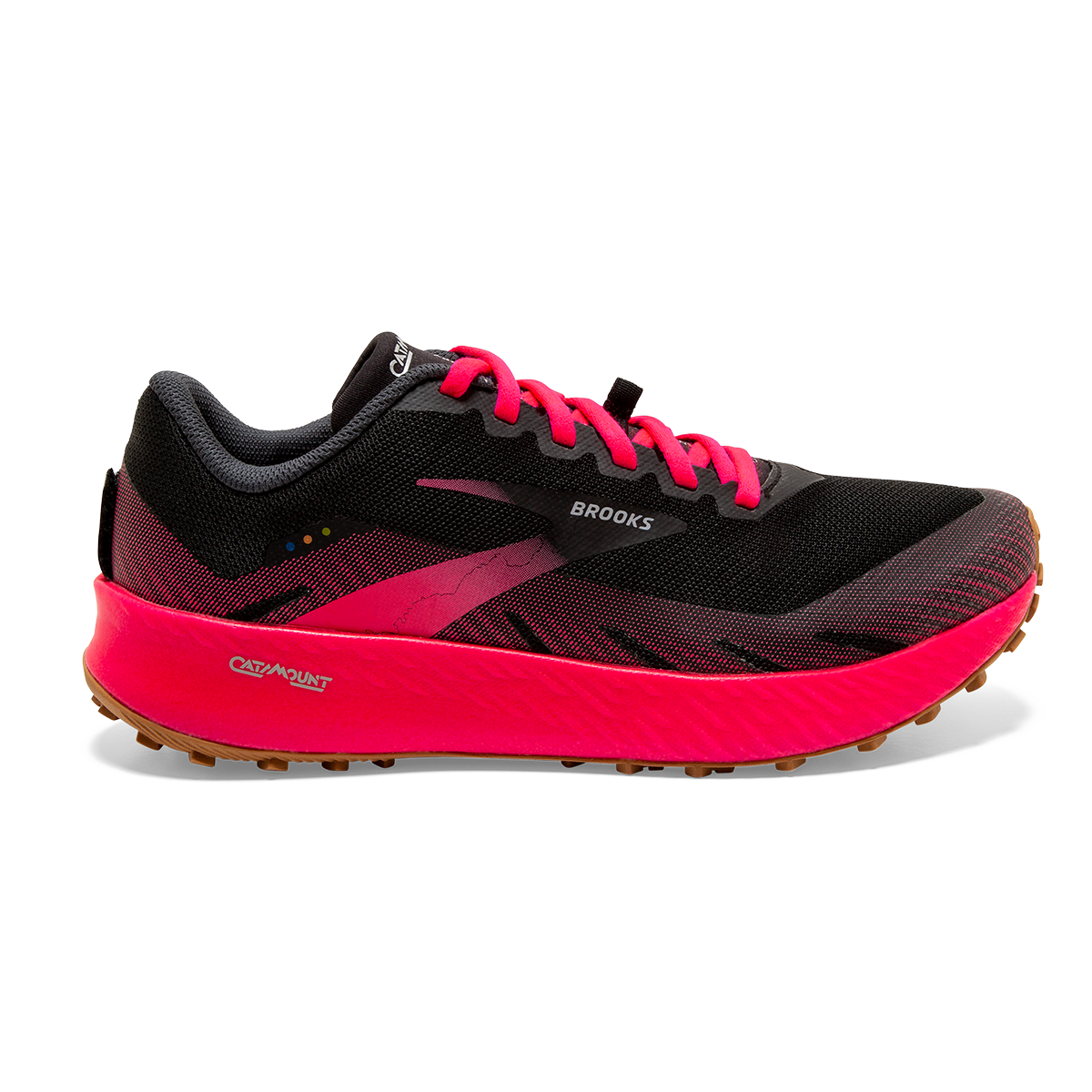 Brooks Catamount — Deep Cobalt - Diva Pink - Oyster Mushroom — Size B — Width 11 — Detail View