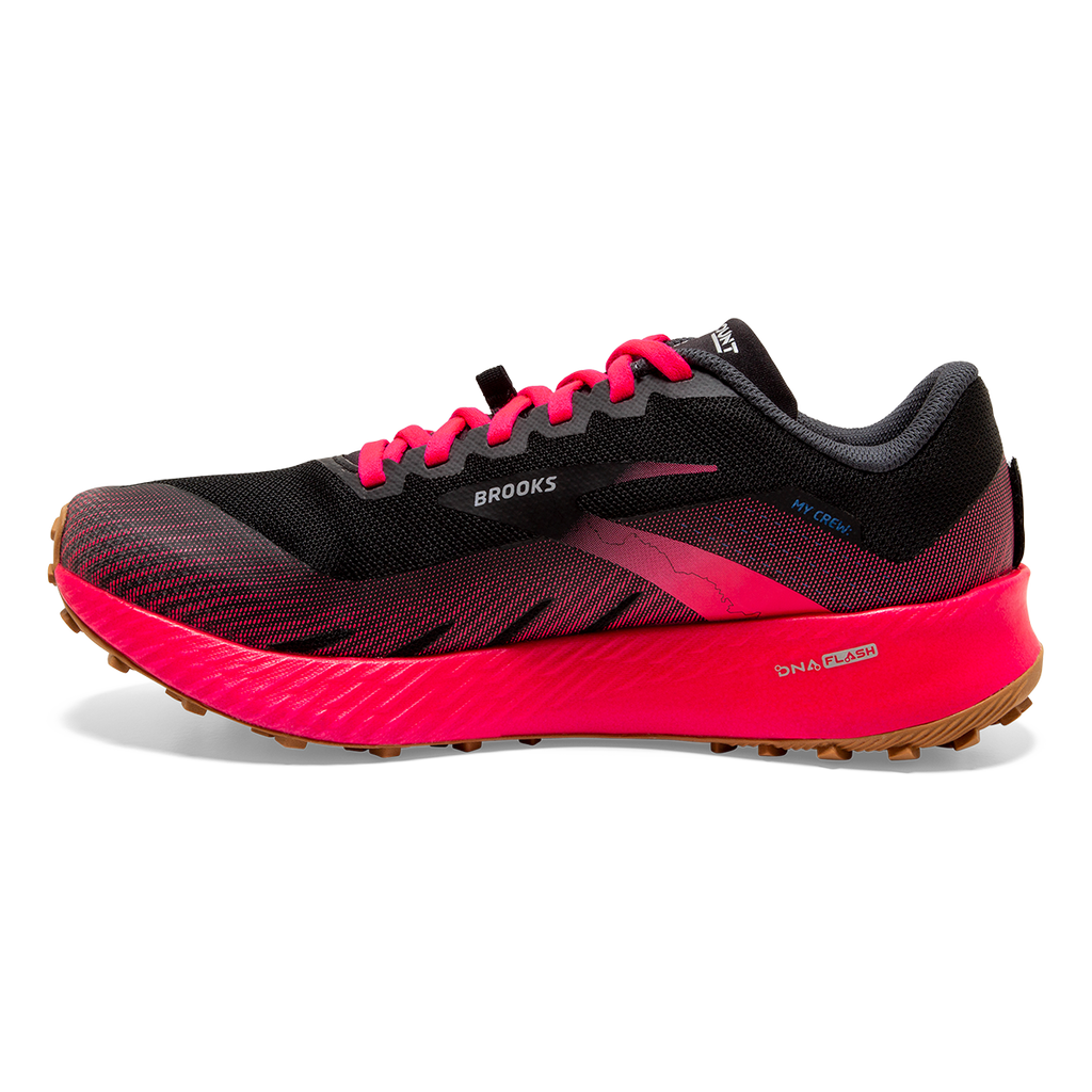 Brooks Catamount — Deep Cobalt - Diva Pink - Oyster Mushroom — Size B — Width 11 — Lifestyle View