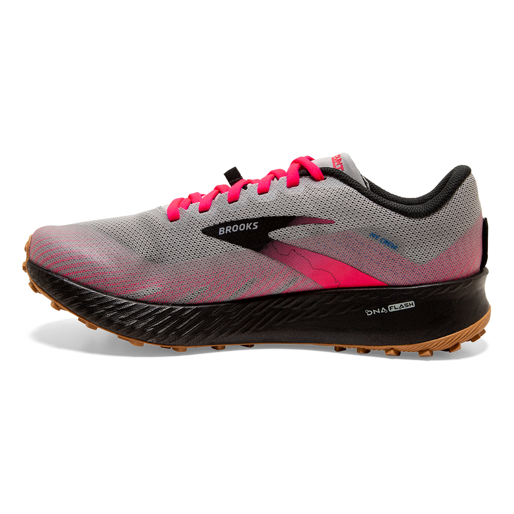 Brooks Catamount — Deep Cobalt - Diva Pink - Oyster Mushroom — Size B — Width 11 — Side View