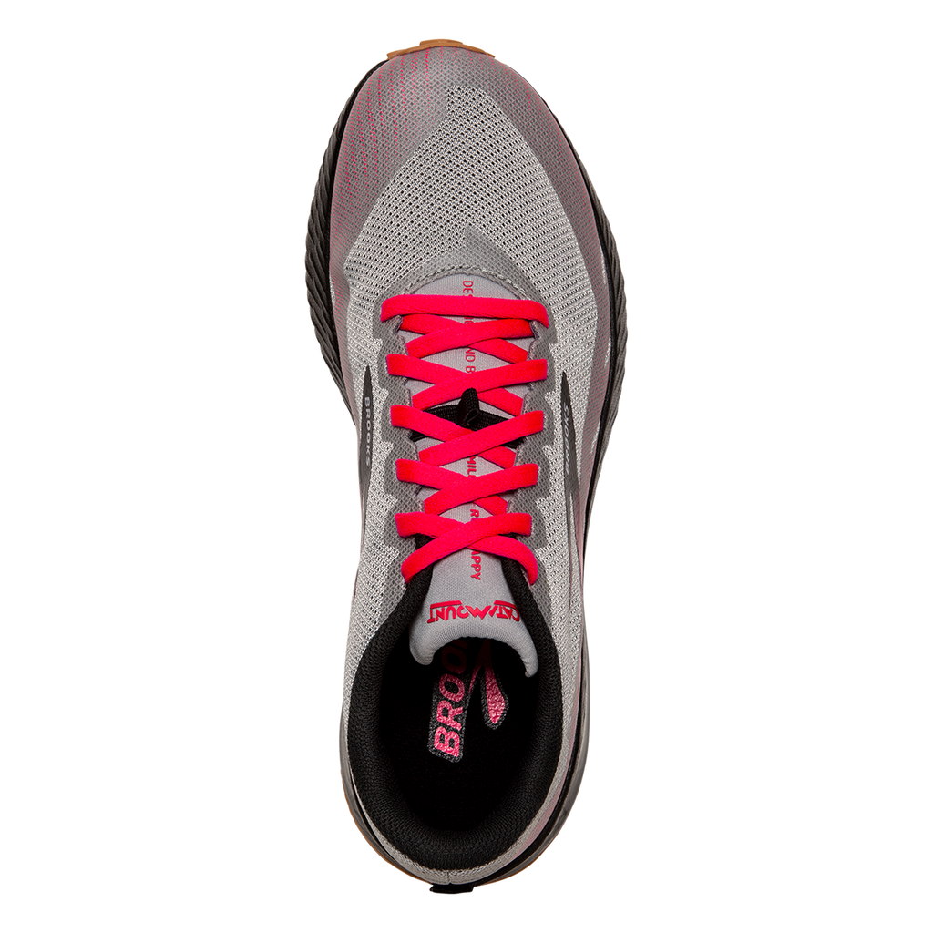 Brooks Catamount — Deep Cobalt - Diva Pink - Oyster Mushroom — Size B — Width 11 — Back View