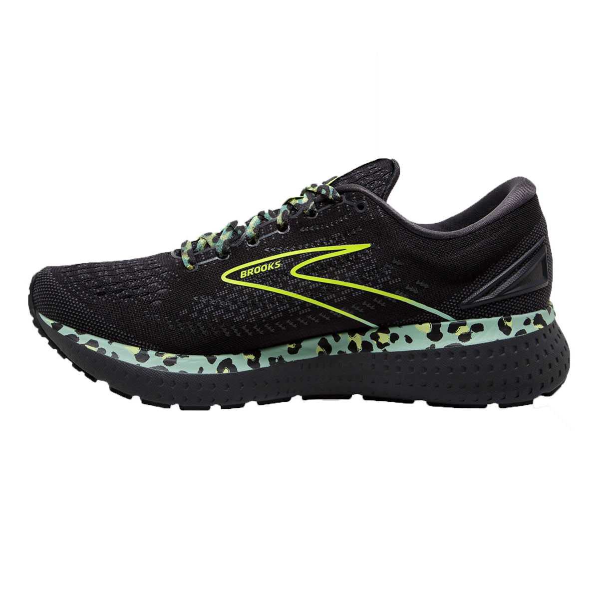Brooks Glycerin 19 Wild Cheetah — Black - Ebony - Nightlife — Size B — Width 10.5 — Side View