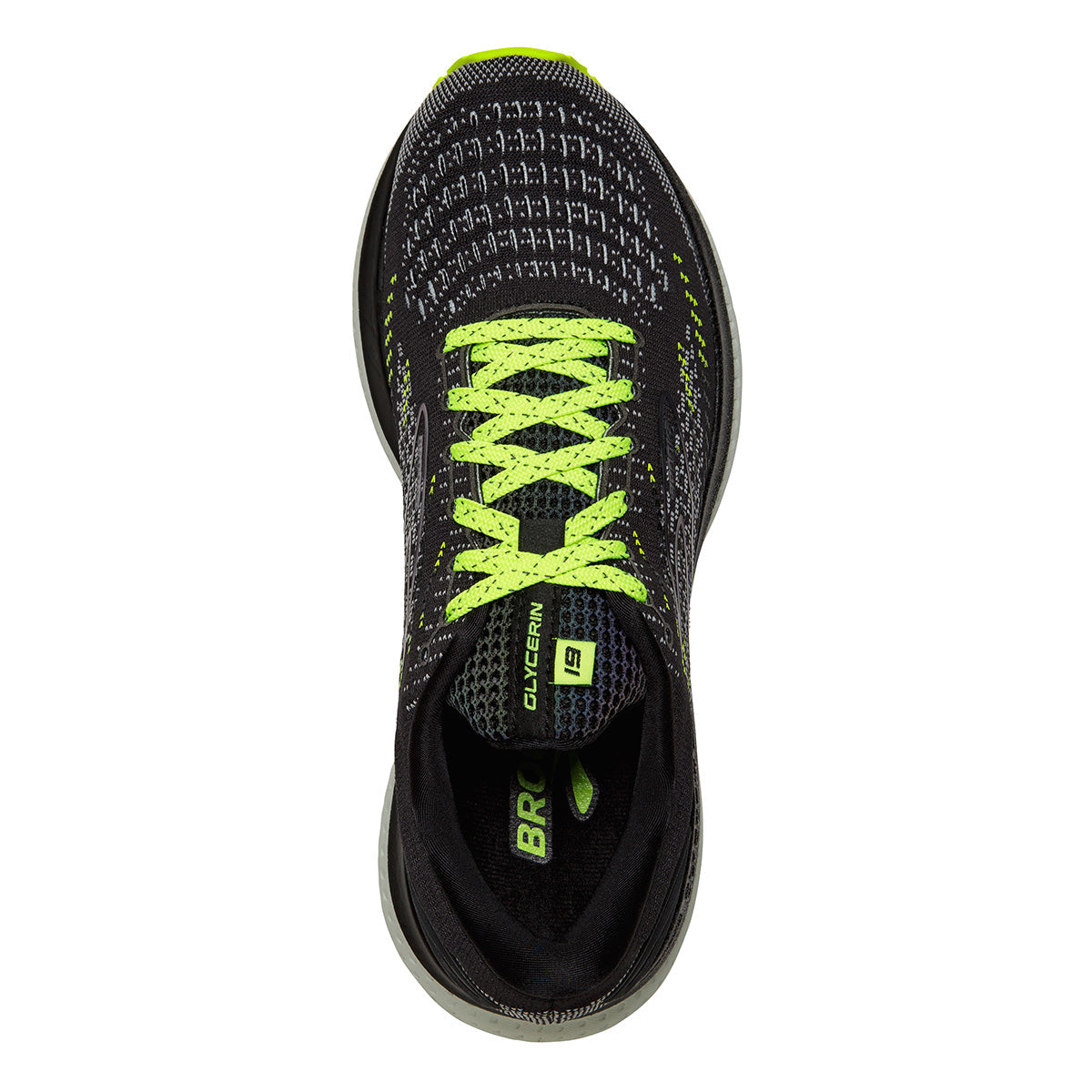 Brooks Glycerin 19 Run Visible — Black - Nightlife - Spa Blue — Size B — Width 10.5 — Side View