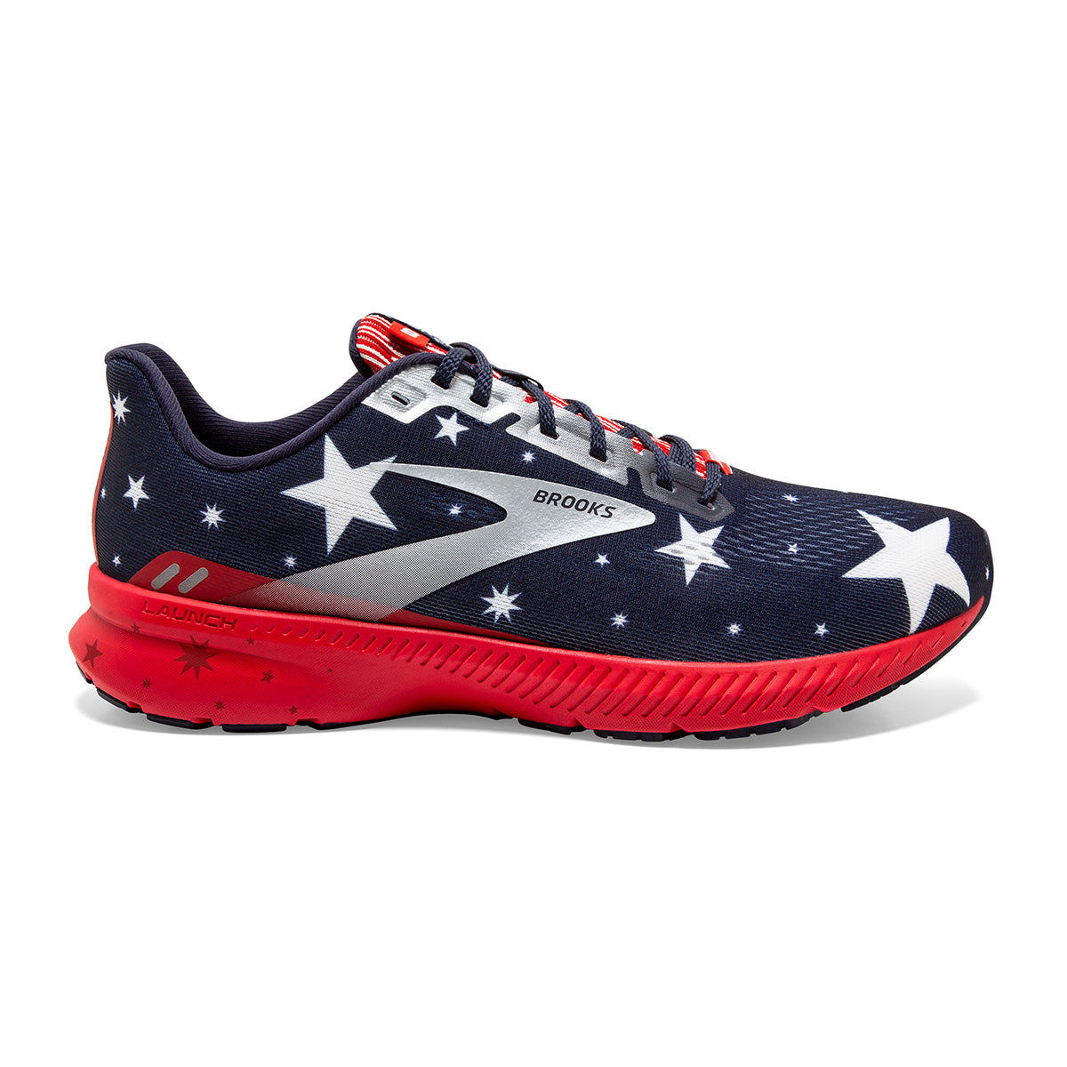 Brooks Launch 8 Run USA — Blue - Red - Silver — Size B — Width 10.5 — Top View