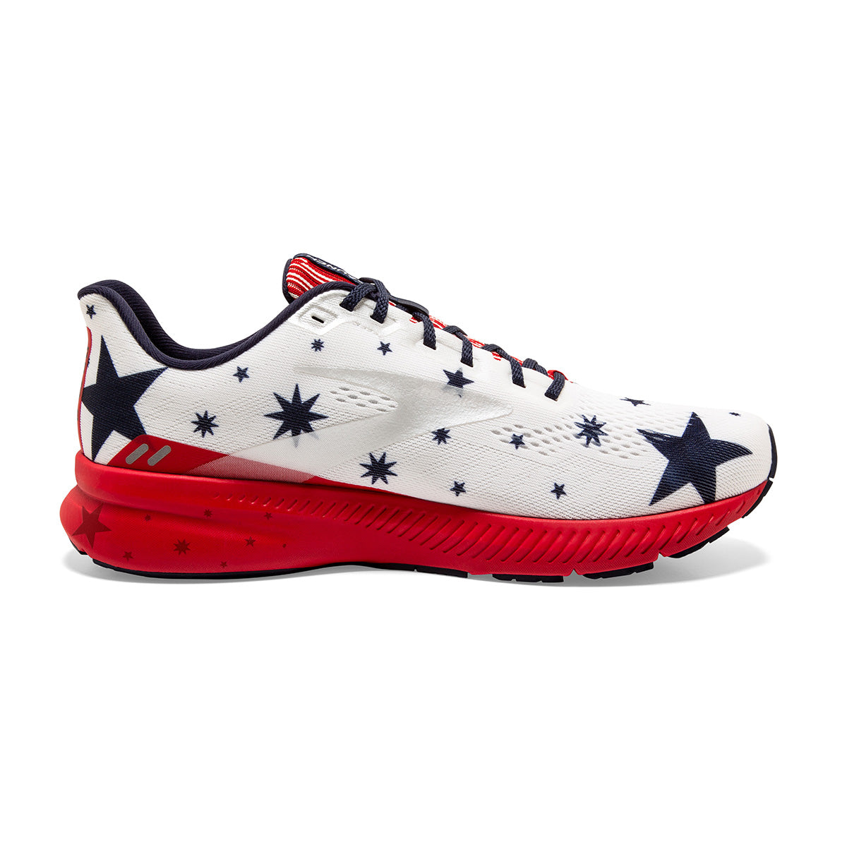 Brooks Launch 8 Run USA — Blue - Red - Silver — Size B — Width 10.5 — Detail View