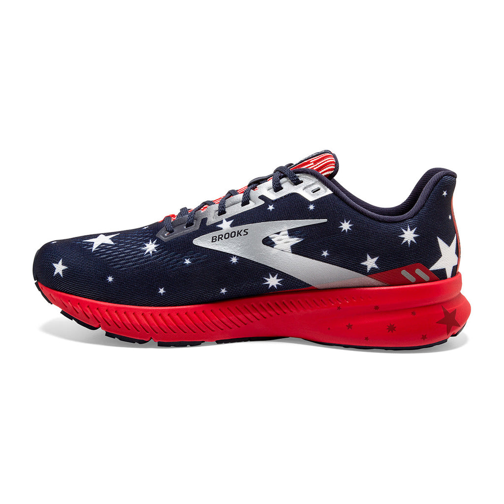 Brooks Launch 8 Run USA — Blue - Red - Silver — Size B — Width 10.5 — Lifestyle View