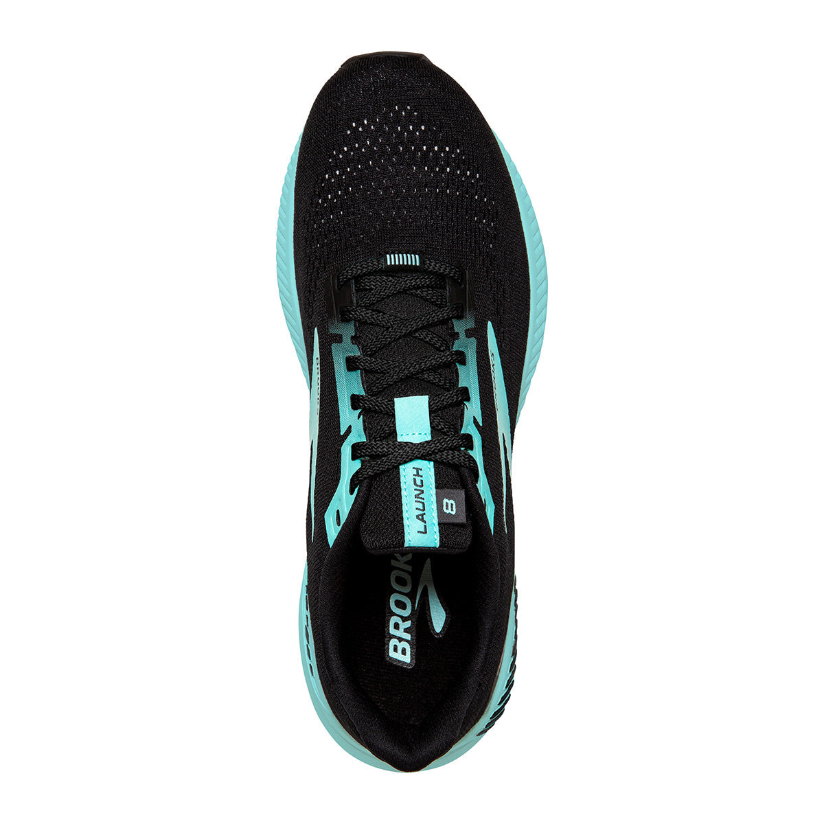 Brooks Launch GTS 8 — Black - Ebony - Blue Tint — Size B — Width 10.5 — Back View