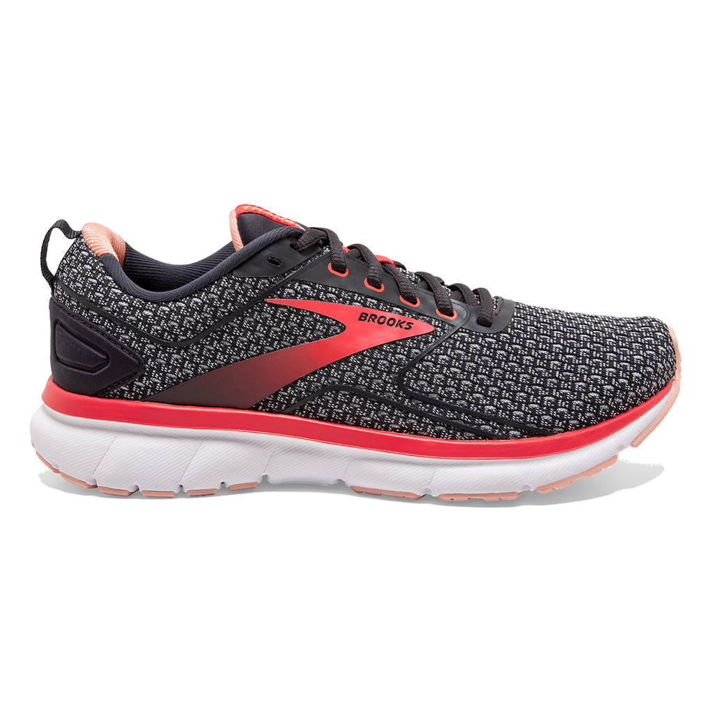 Brooks Transmit 3 — Ebony - Oyster - Hot Coral — Size B — Width 5 — Top View